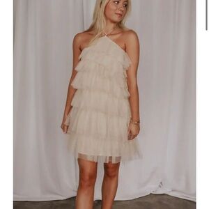 Asymmetrical Sparkle Ruffle Dress